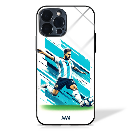 Argentina Soccer Player Design Glass Case