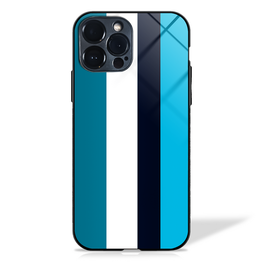 Azure Stripe Shield Premium Glass Case (customizable for all models) -  - MW Stuffs - 