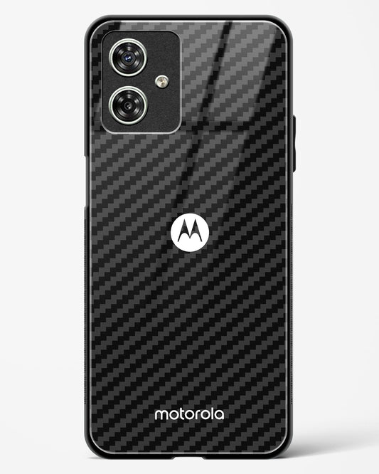 Black Carbon Pattern Glass Phone Case-Moto G54 5G