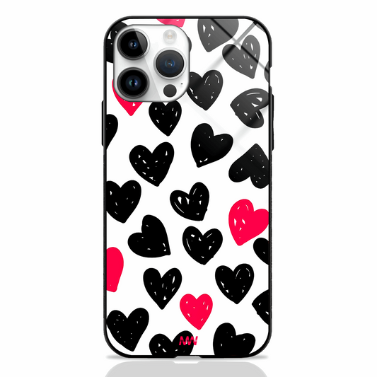 Black & Red Heartin GLASS CASE -  - MW Stuffs - 