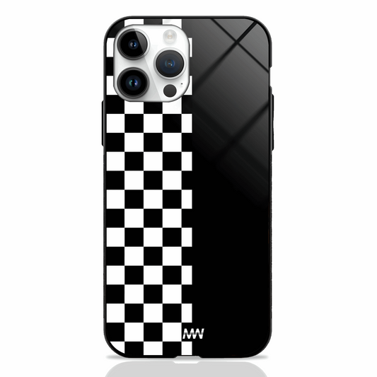 Black & White Checkers Premium Glass Case -  - MW Stuffs - 