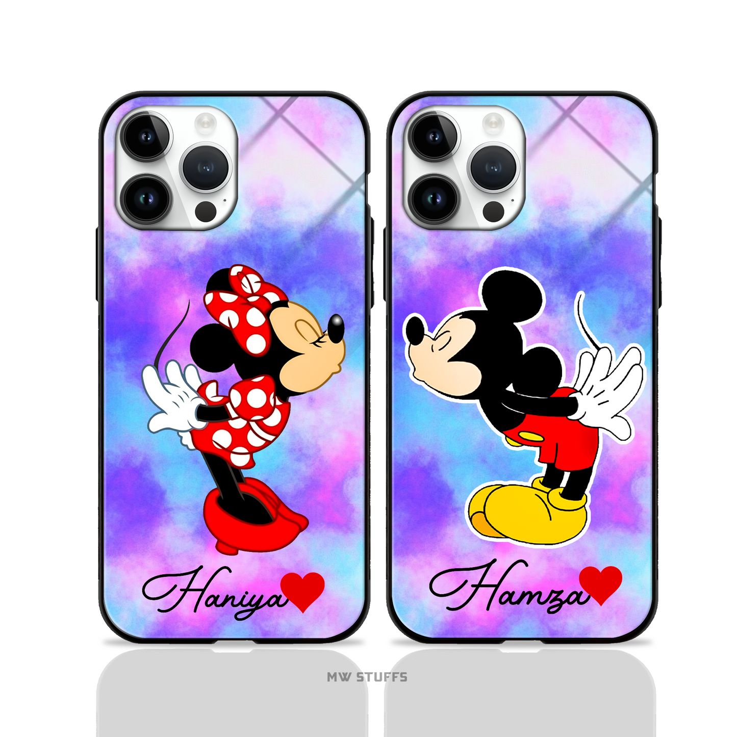 Custom Name - Micky Minnie Friends/Couple GLASS COMBO CASES