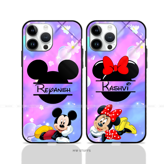 Custom Name - Micky Minnie Friends/Couple GLASS COMBO CASES