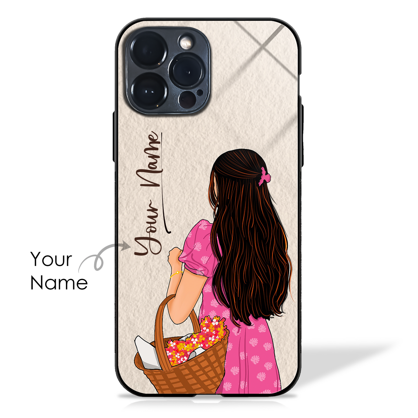 Custom Name Blossom Dreams Girly Glass Case