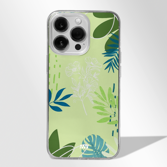 Aesthetic Greeny Floral Pattern Premium CLEAR CASE