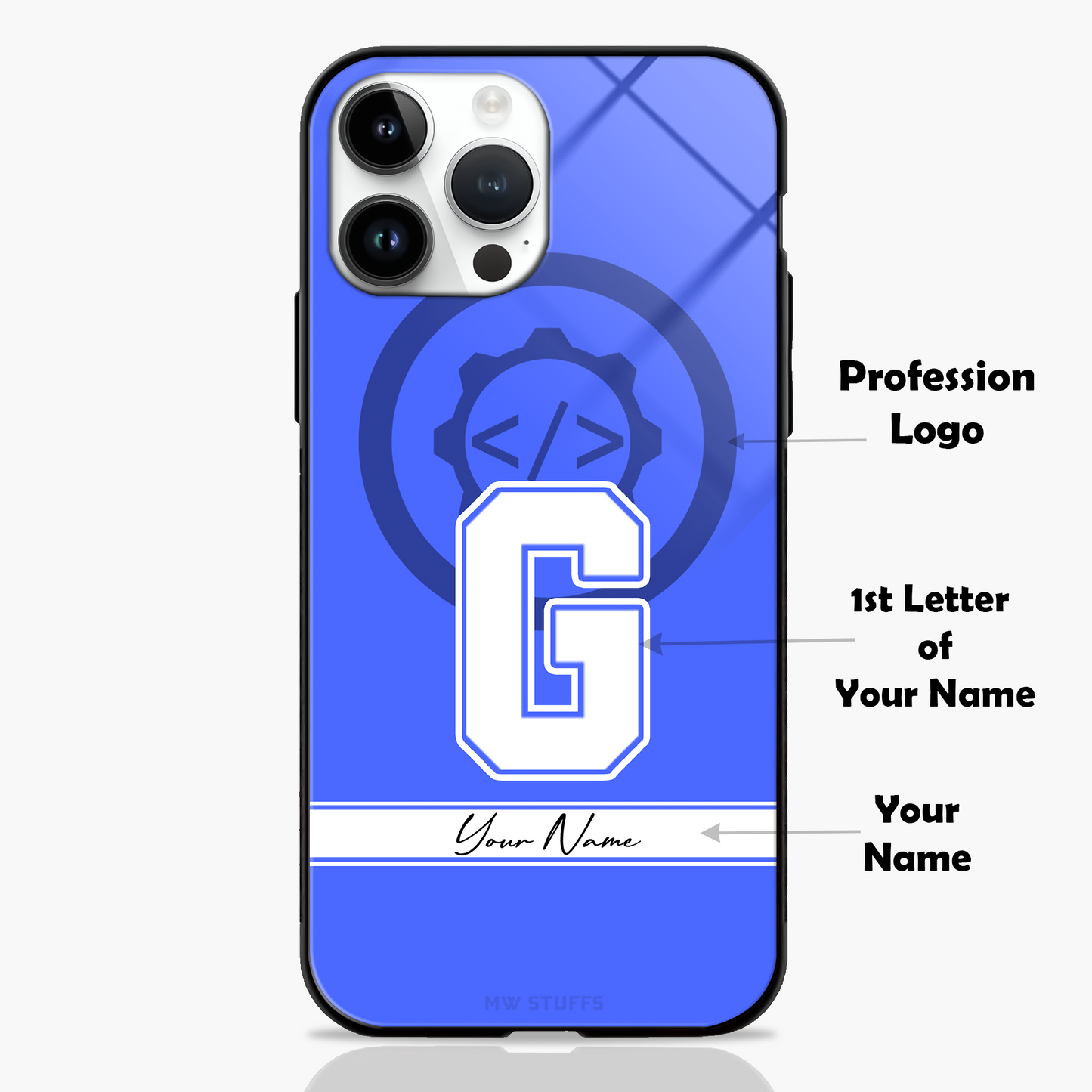 Custom Name & Profession Logo Glass Case