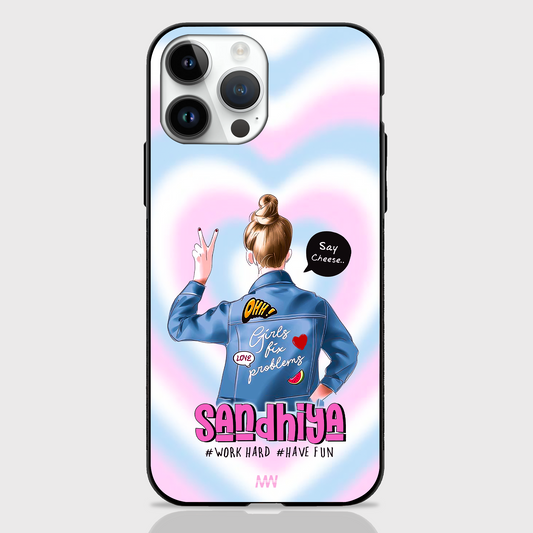 Girl Cool Attitude with Custom Name GLASS CASE