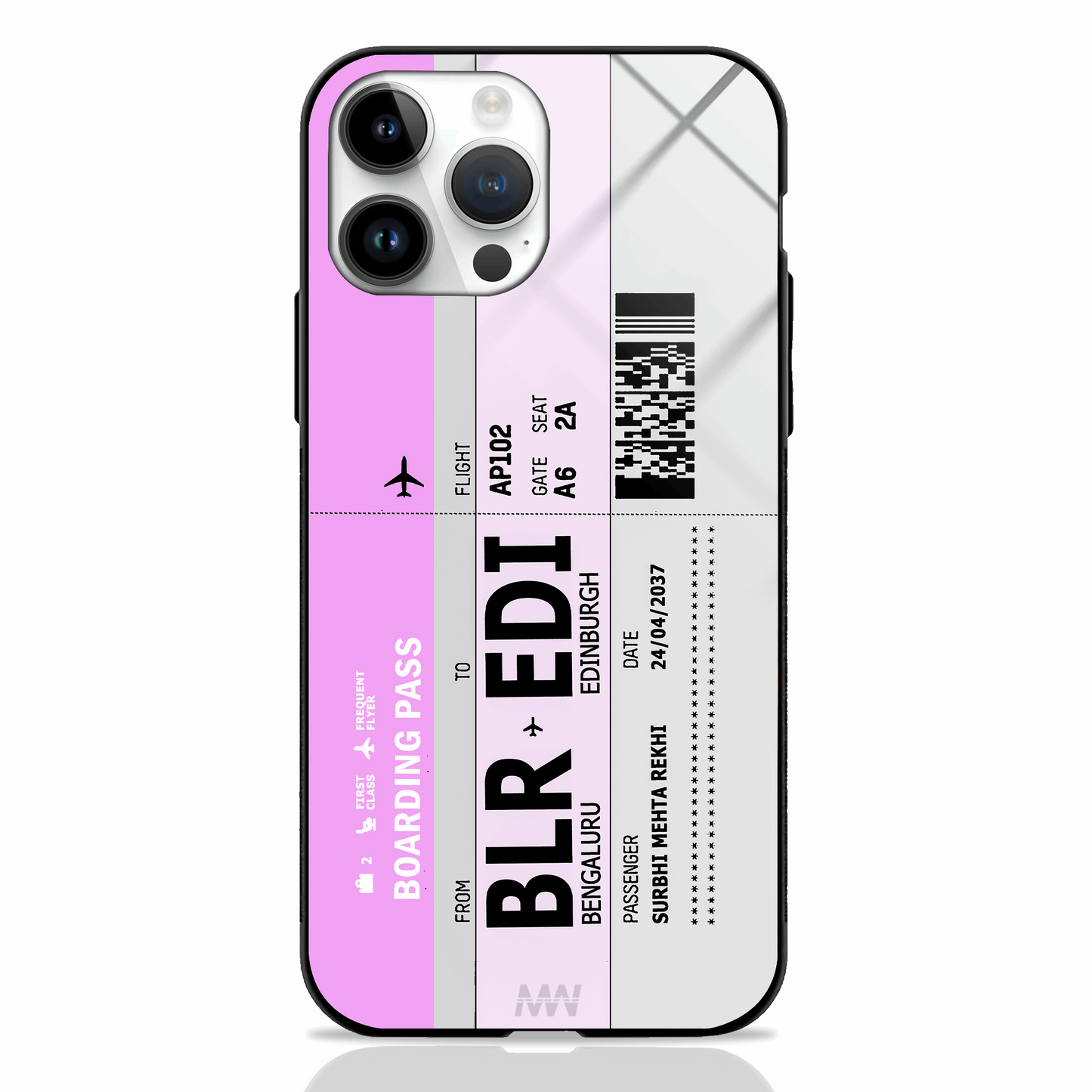 Boarding Pass Custom Name Glass Case (2 colors)