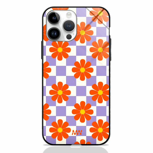 Checkered Floral Premium Glass Case