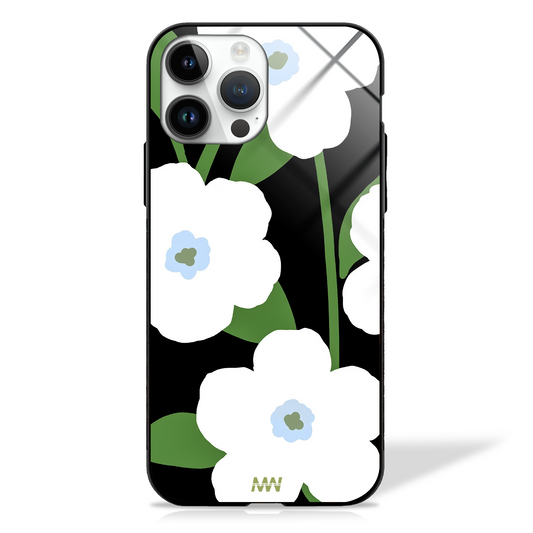 White Floral Bloom GLASS CASE