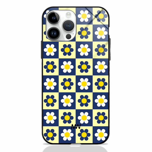 Checkered Blossoms Premium Glass Case