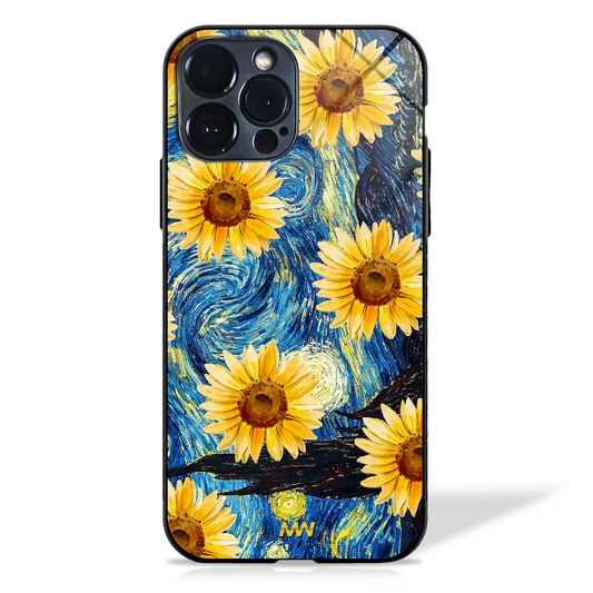 Luminous Sunflower Van Gogh's-Inspired Glass Case