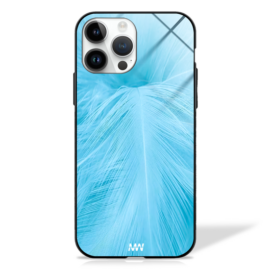 Blue Breezy Feathered GLASS CASE