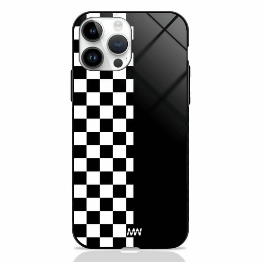 Black & White Checkers Premium Glass Case
