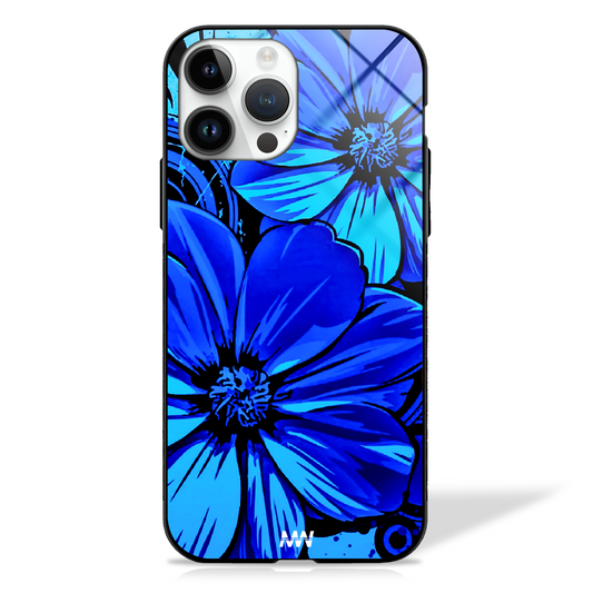 Precious Blue Bloom Floral GLASS CASE