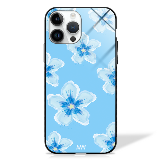 Pretty Blue Blossom Floral GLASS CASE