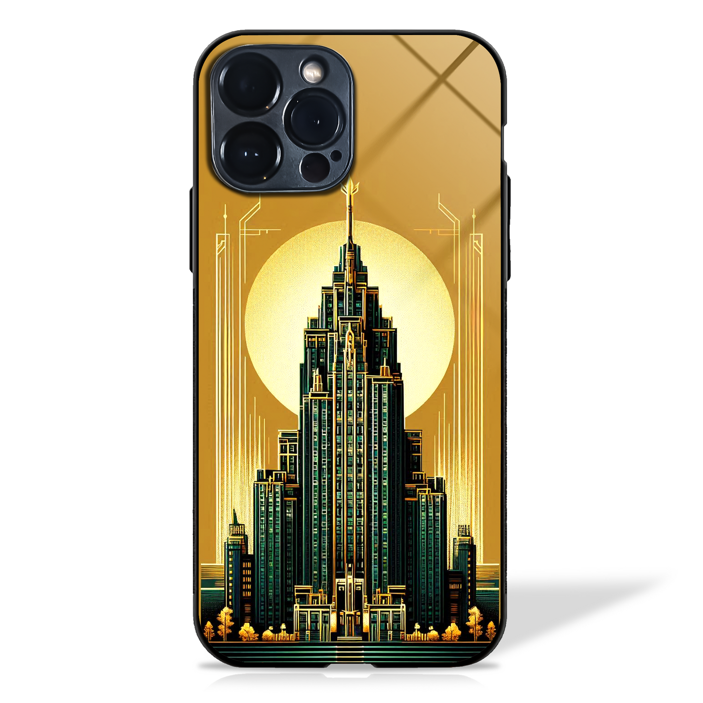 Art Deco Skyscraper Illustration Glass Case