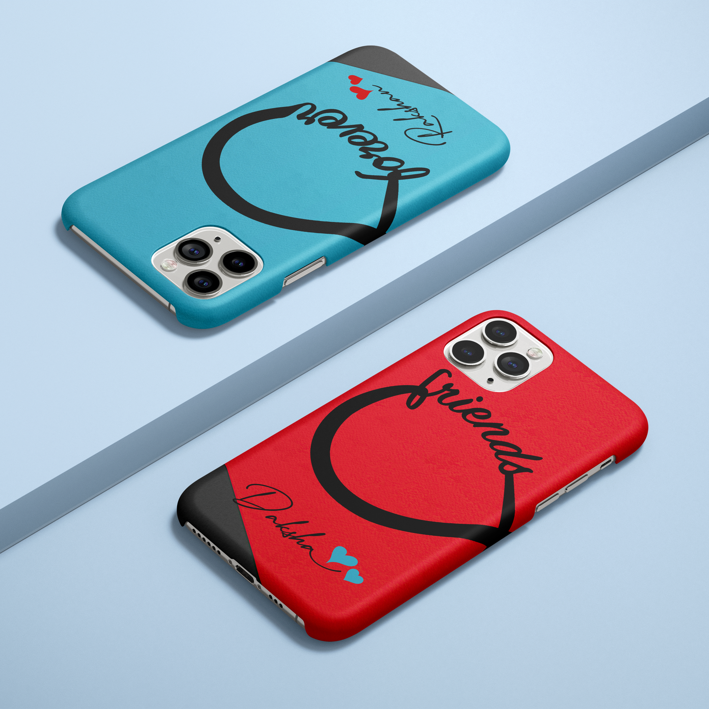 Custom Names Friends BLUE RED Printed Matte Cases (COMBO OF 2)