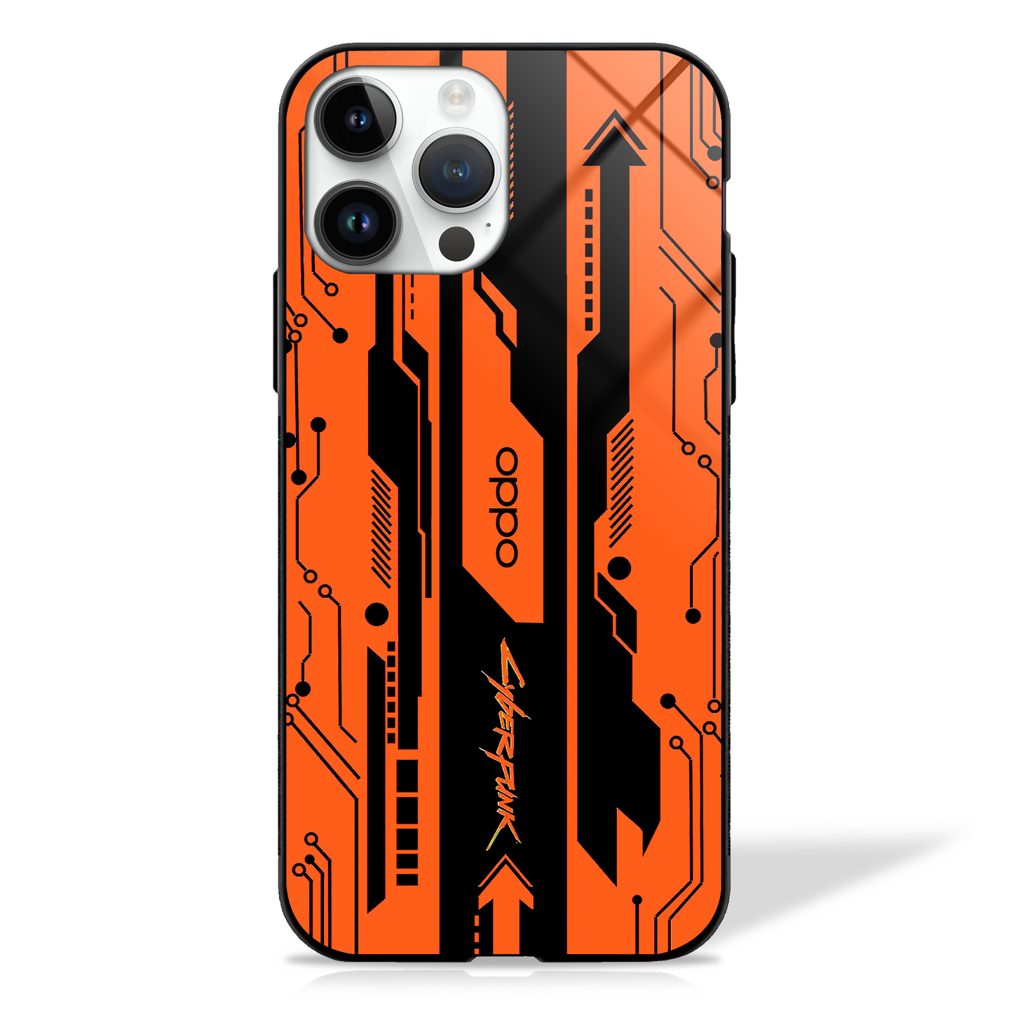 Gaming Abstract Theme GLASS CASES (Orange, Yellow, Black, Red & White)
