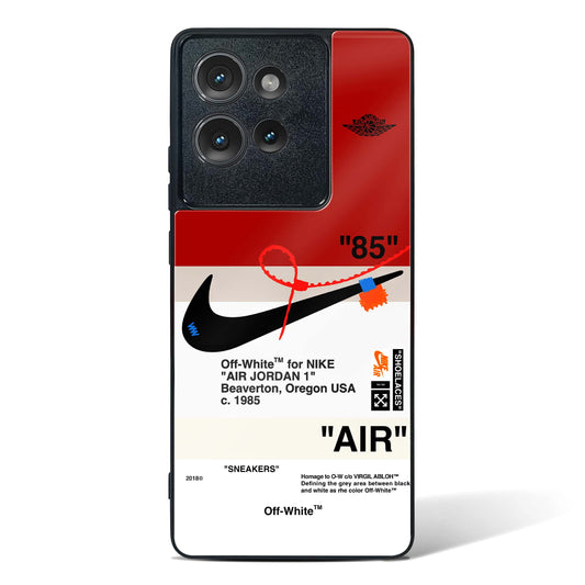 Off White AIR Quoted Glass Phone Case-Motorola Edge 50 (Red & Blue)