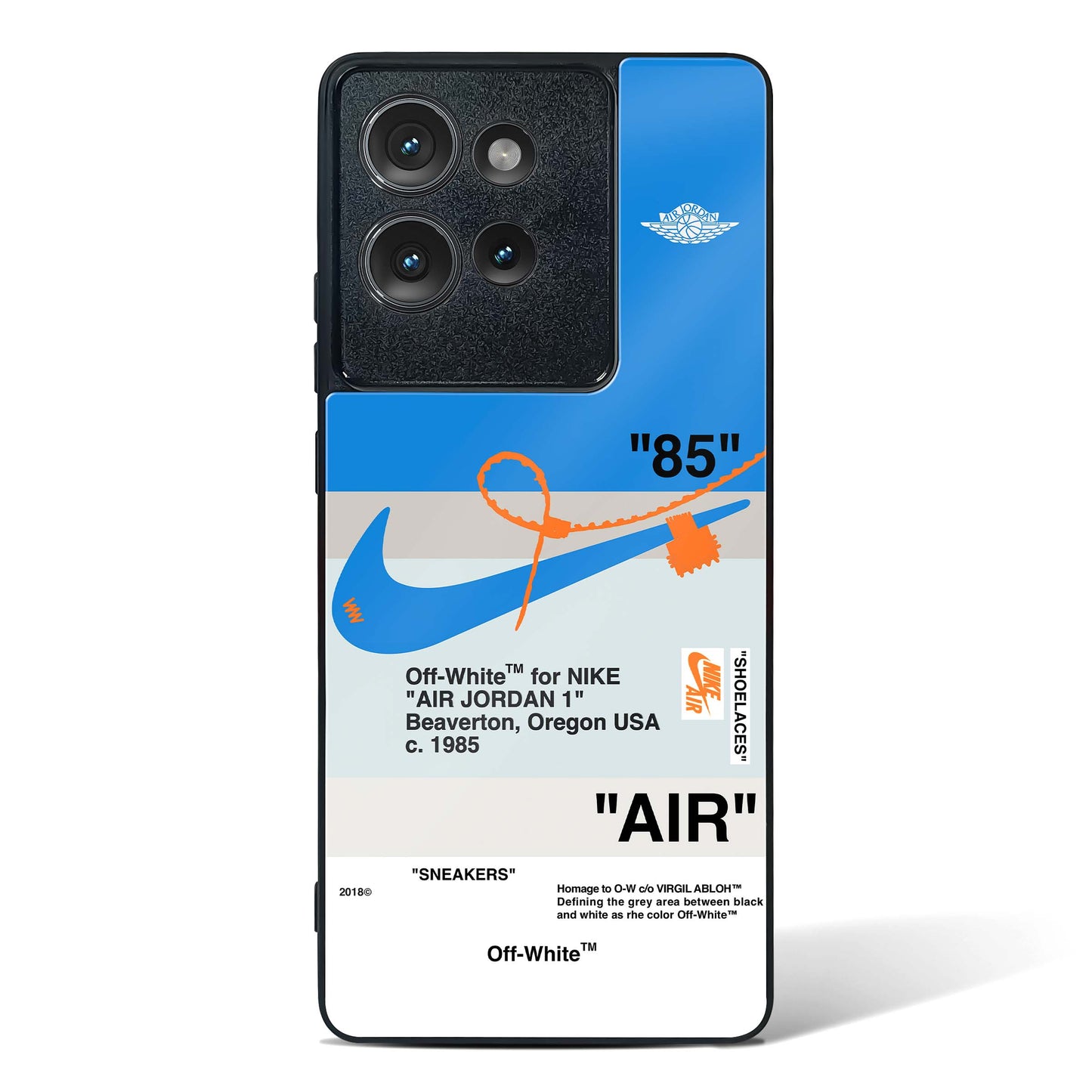 Off White AIR Quoted Glass Phone Case-Motorola Edge 50 (Red & Blue)