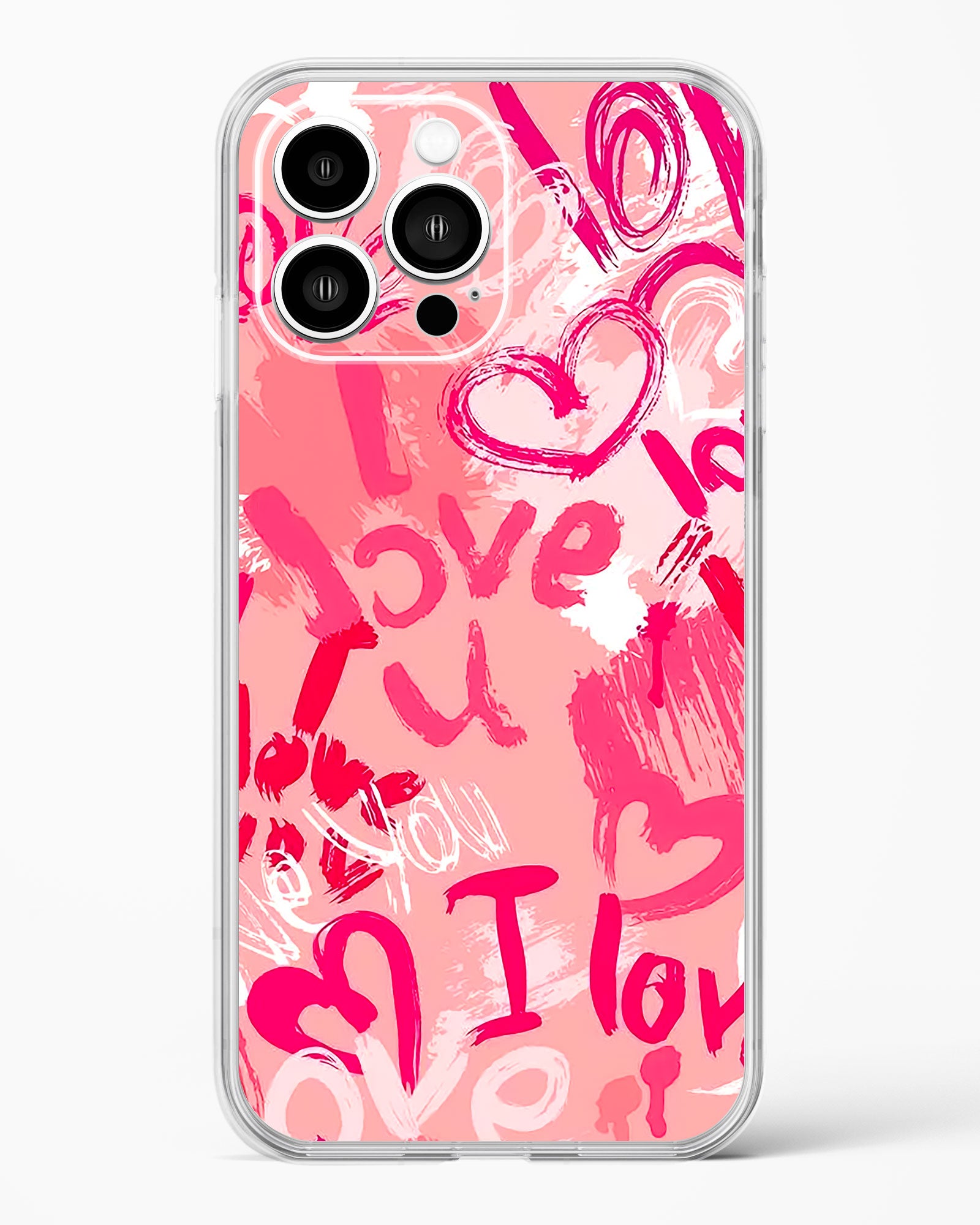 Pink Love Graffiti Clear Silicone Case