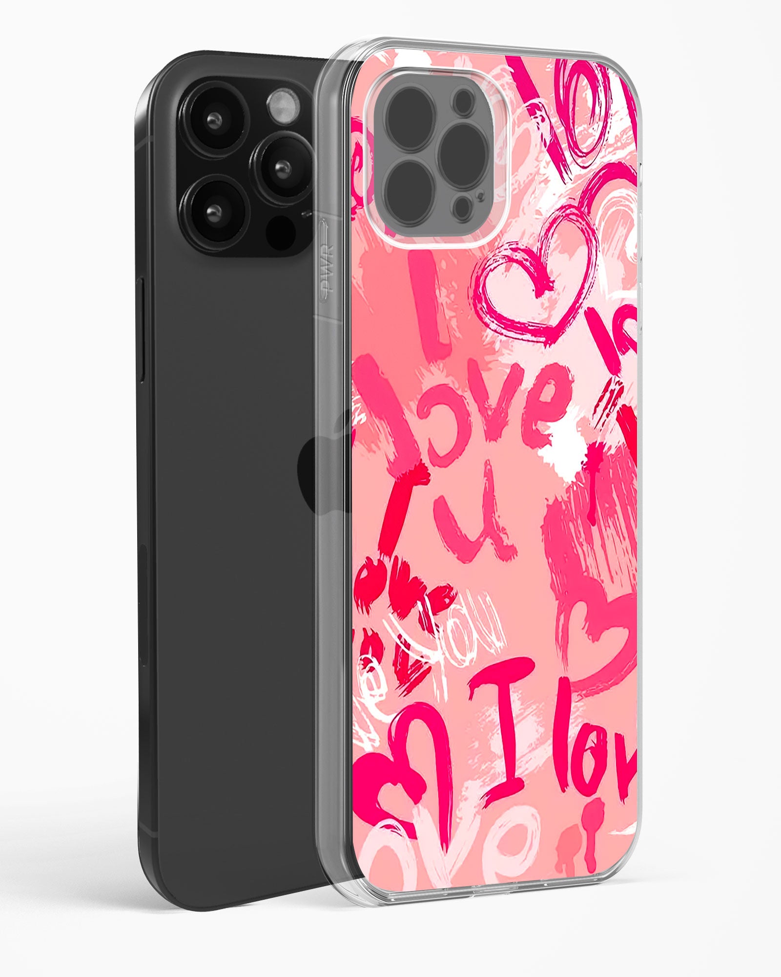 Pink Love Graffiti Clear Silicone Case