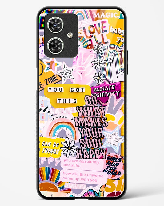 Positivity Collage Glass Phone Case-Moto G54 5G