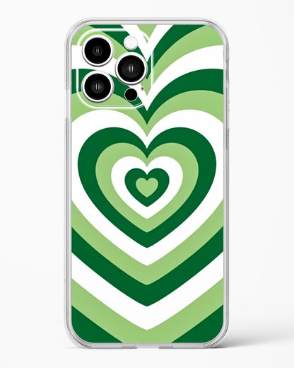 Radiant Green Hearts Clear Silicone Case