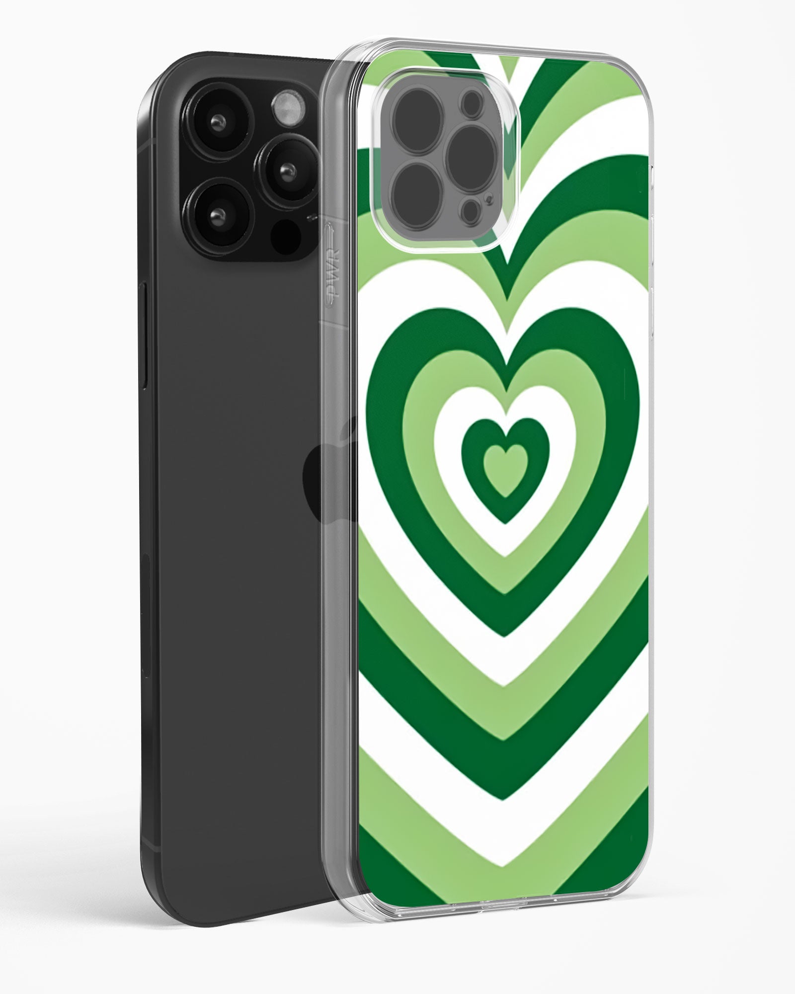 Radiant Green Hearts Clear Silicone Case