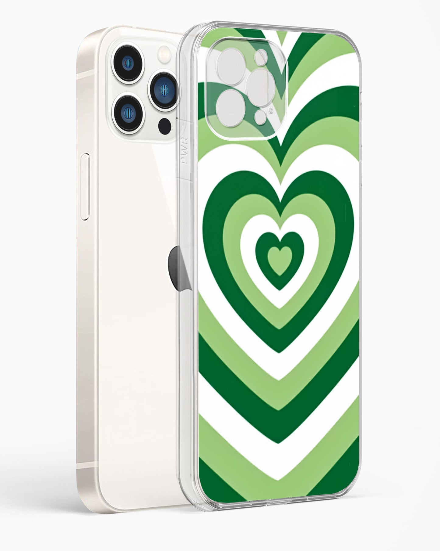 Radiant Green Hearts Clear Silicone Case