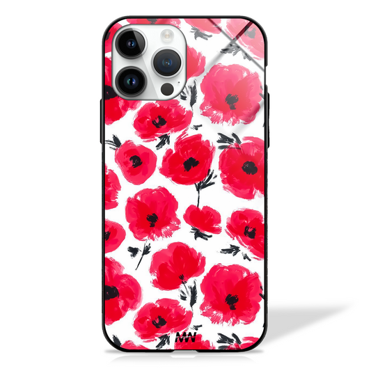 Rose Red Retreat Floral GLASS CASE -  - MW Stuffs - 