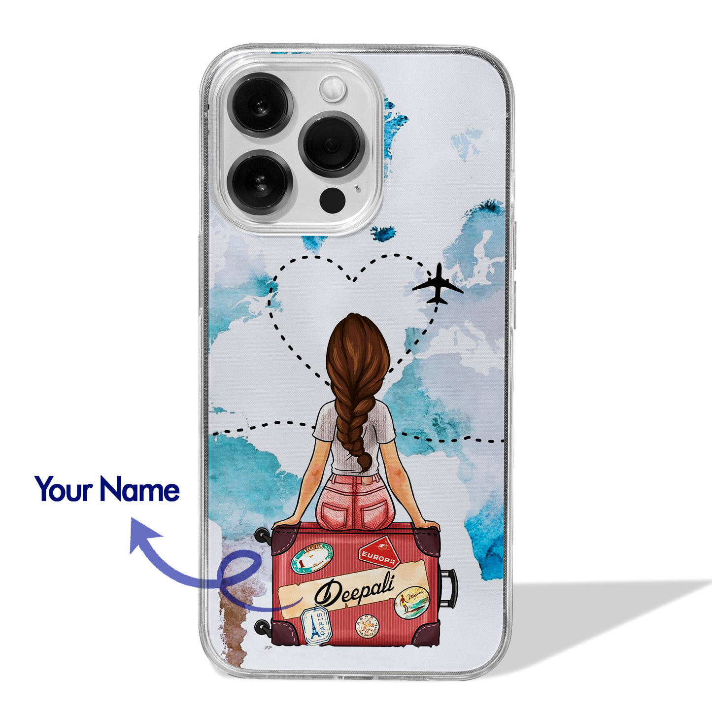 Wanderlust Girly Custom Name Clear Silicone Case