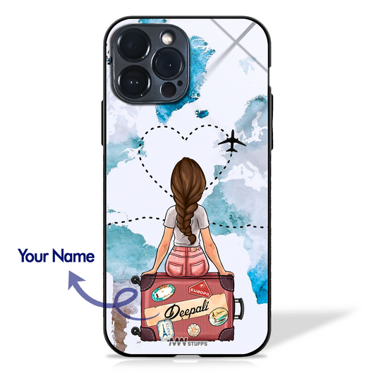 Wanderlust Girly Custom Name Glass Case