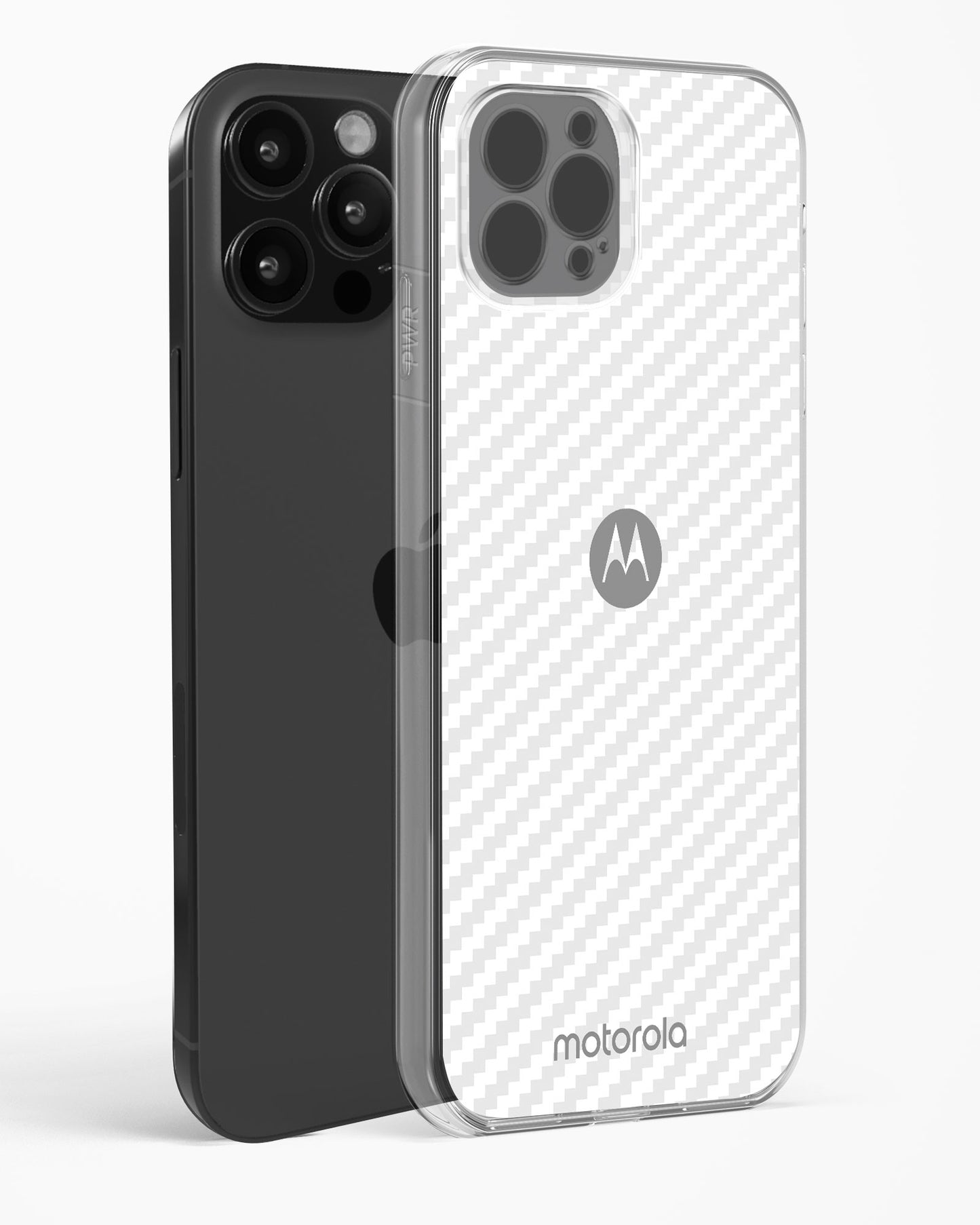 White Carbon Pattern Clear Silicone Case