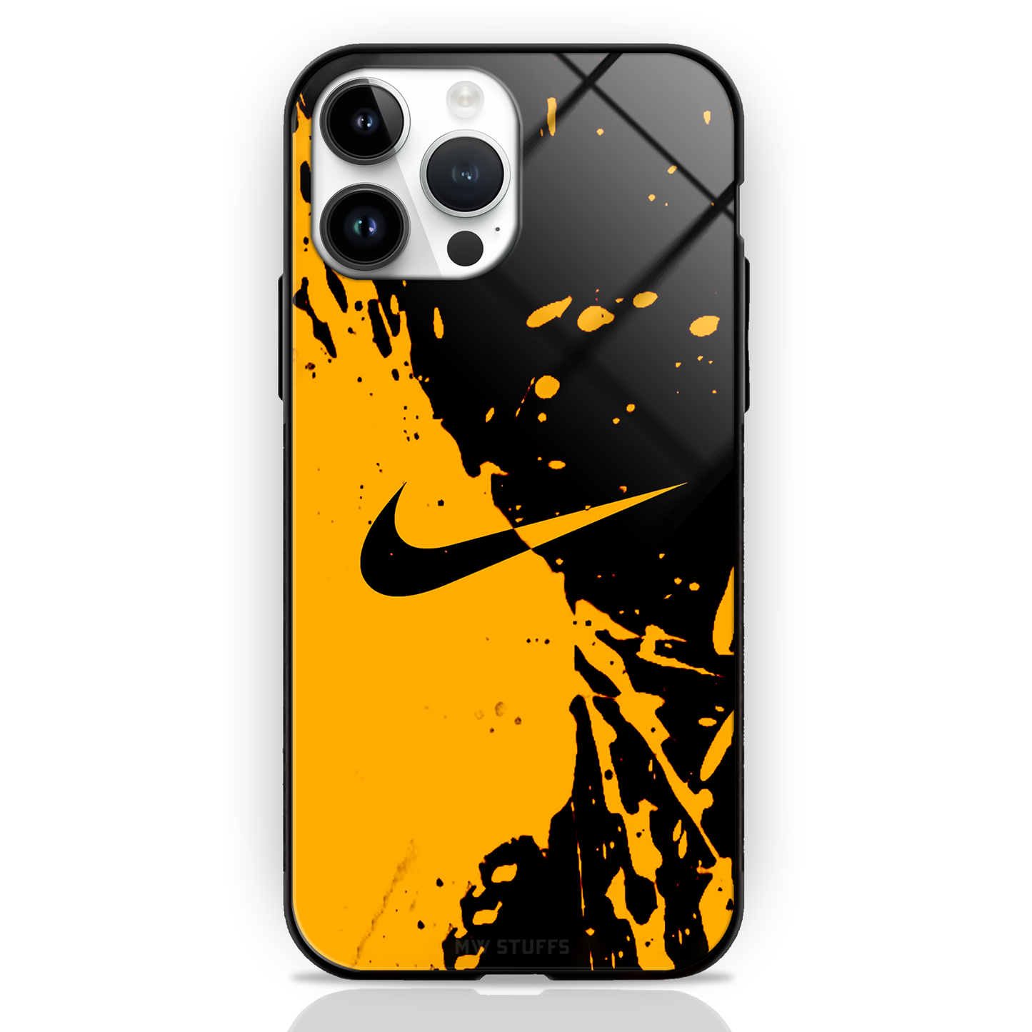 Yellow Black Splash Brand name Glass Case -  - MW Stuffs - 