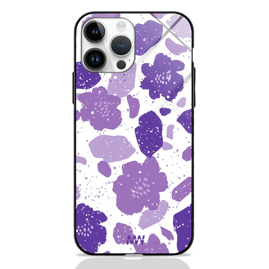 Purple Floral Premium Glass Case
