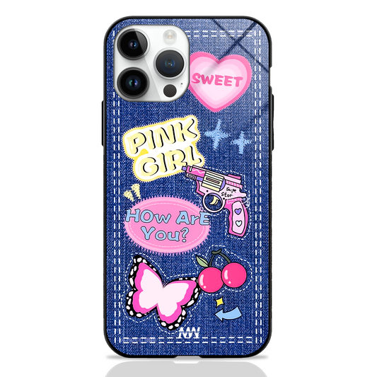 Pink Heart Gun Girl Premium Glass Case