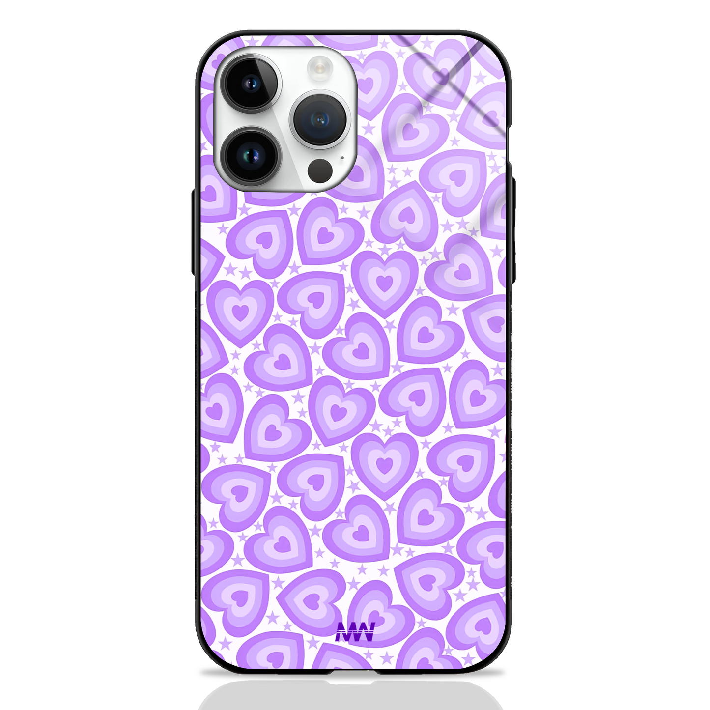 Lovely Purple Heartins Premium Glass Case