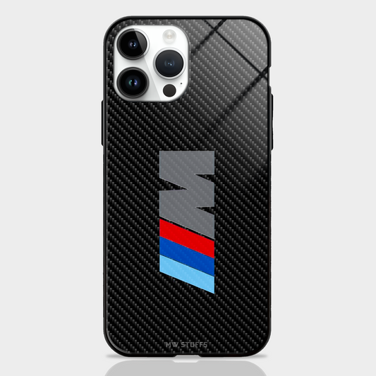 Cool Racing Stripes Black Carbon Pattern Printed Glass Case - MW Stuffs