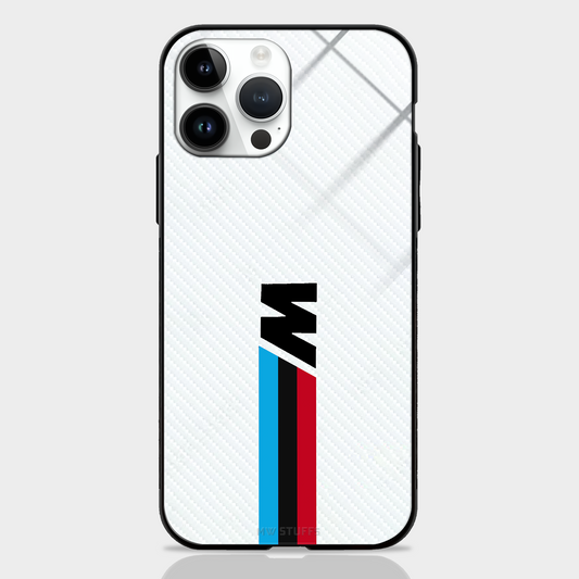 Cool Racing Stripes White Carbon Pattern Glass Case - MW Stuffs